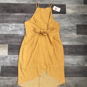 Mustard polka dot tie dress